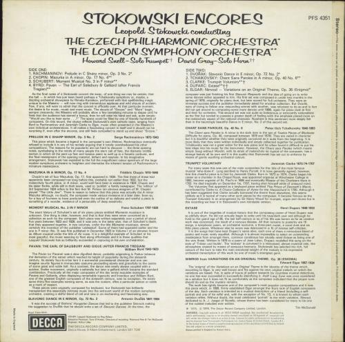 Leopold Stokowski Stokowski Encores - Test Pressing vinyl LP album (LP record) UK L1OLPST803652
