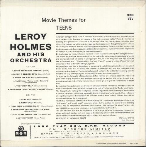 Leroy Holmes Movie Themes For Teens vinyl LP album (LP record) UK LR9LPMO710271