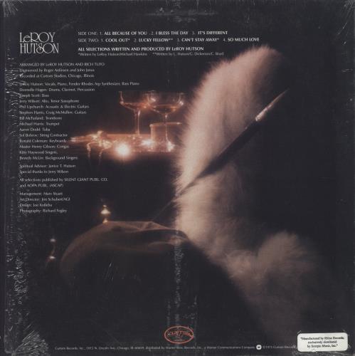 Leroy Hutson Hutson vinyl LP album (LP record) US LHULPHU857129