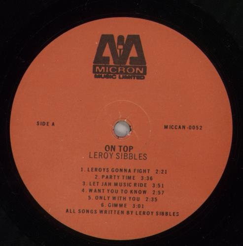 Leroy Sibbles On Top vinyl LP album (LP record) Canadian L3ZLPON883615