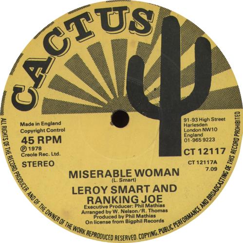 Leroy Smart Miserable Woman 12" vinyl single (12 inch record / Maxi-single) UK L/S12MI715717