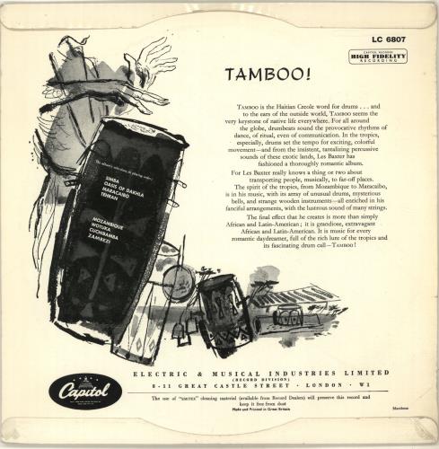 Les Baxter Tamboo! 10" vinyl single (10 inch record) UK 3LB10TA699415