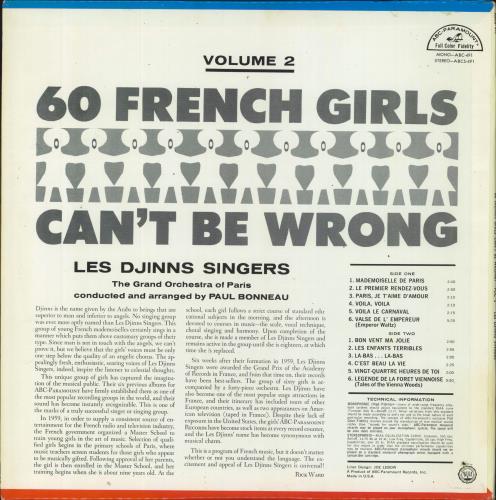 Les Djinns Singers 60 French Girls Can't Be Wrong vinyl LP album (LP record) US 5ZVLPFR807941