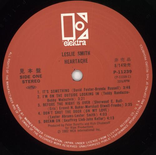 Leslie Smith Heartaches + Obi vinyl LP album (LP record) Japanese OE9LPHE709287