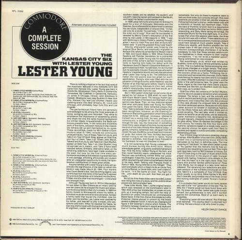 Lester Young A Complete Session vinyl LP album (LP record) US LYJLPAC729317