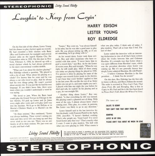 Lester Young Laughin' To Keep From Cryin' - 180gm Vinyl + Booklet vinyl LP album (LP record) UK LYJLPLA821641