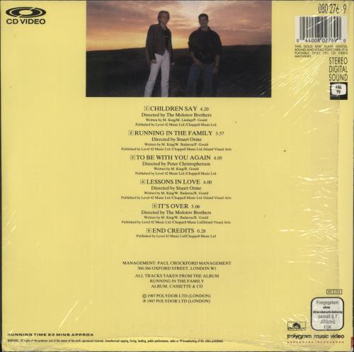 Level 42 Family Of Five - 8" CD-V laserdisc / lazerdisc UK L42LZFA71053