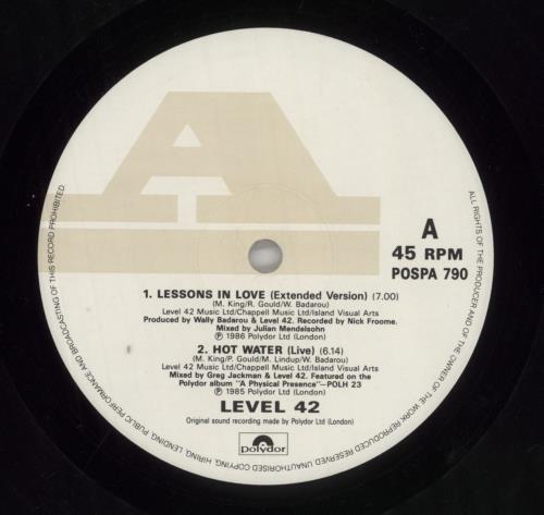 Level 42 Lessons In Love (Extended Version) 12" vinyl single (12 inch record / Maxi-single) UK L4212LE07734