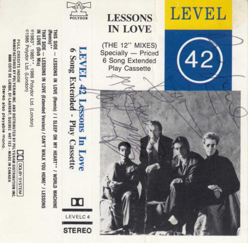 Level 42 Lessons In Love - Autographed cassette single Canadian L42CMLE07230