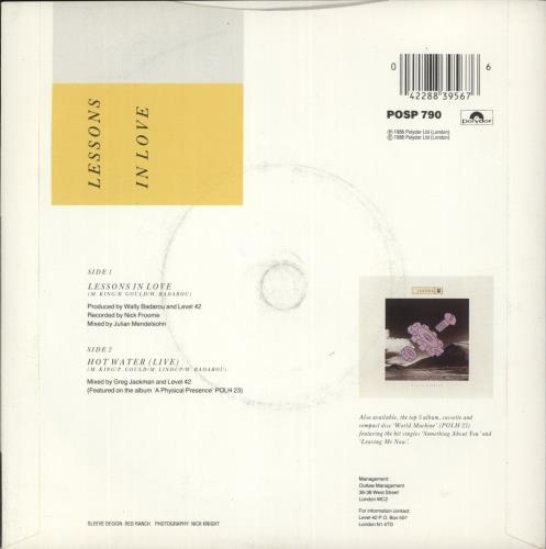 Level 42 Lessons In Love 7" vinyl single (7 inch record / 45) UK L4207LE243140