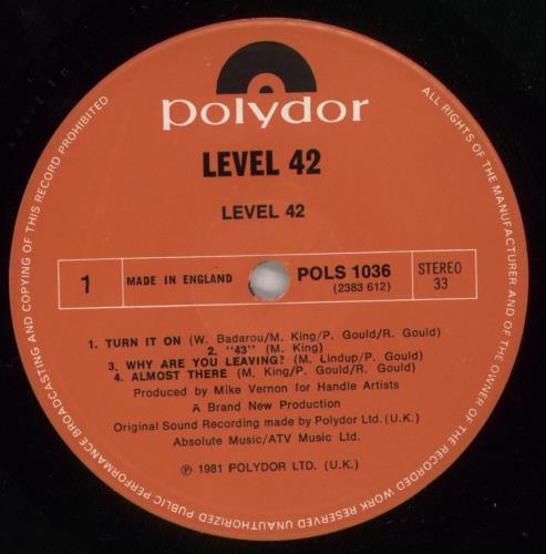 Level 42 Level 42 vinyl LP album (LP record) UK L42LPLE273668