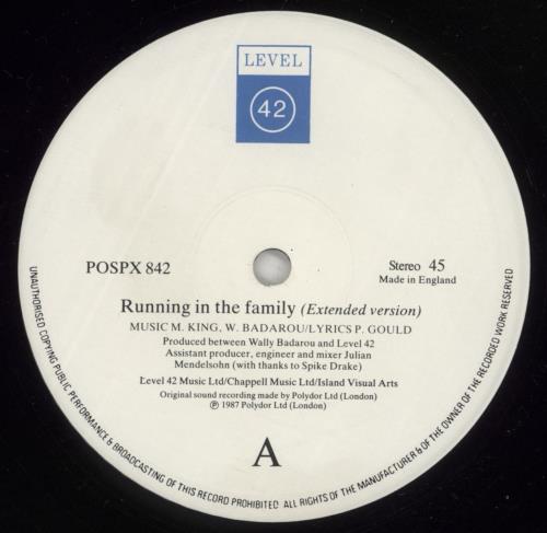 Level 42 Running In The Family (Extended Version) 12" vinyl single (12 inch record / Maxi-single) UK L4212RU34063