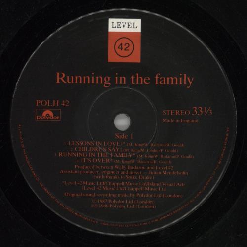 Level 42 Running In The Family - Merch Insert vinyl LP album (LP record) UK L42LPRU859098