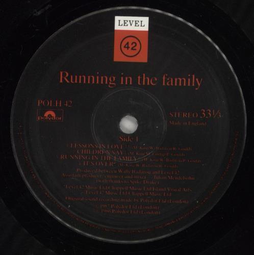 Level 42 Running In The Family vinyl LP album (LP record) UK L42LPRU231703