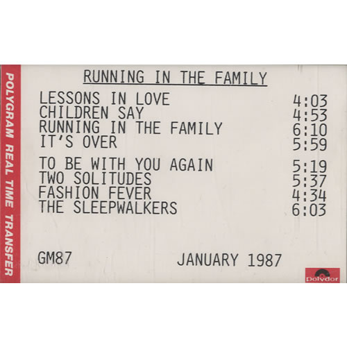 Level 42 Running In The Family cassette album UK L42CLRU511884