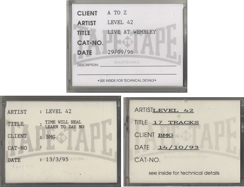 Level 42 Set Of 3 Digital Audio Tapes digital audio tape DAT UK L42DASE511641