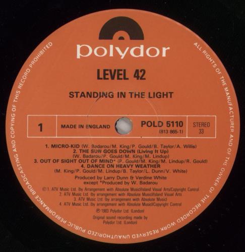 Level 42 Standing In The Light vinyl LP album (LP record) UK L42LPST273670