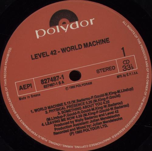 Level 42 World Machine vinyl LP album (LP record) Greek L42LPWO671216