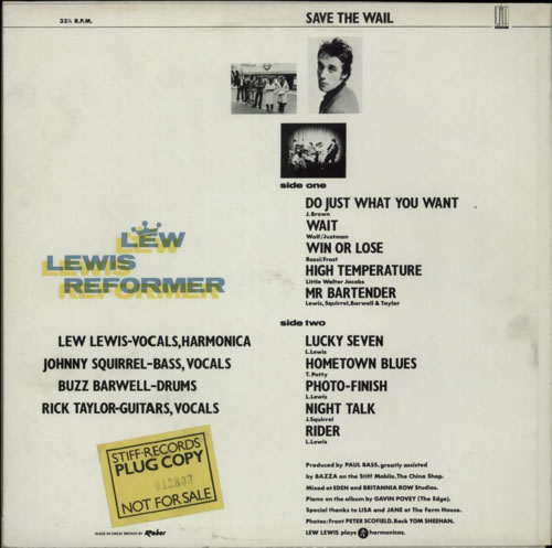 Lew Lewis Save The Wail - Plug Copy vinyl LP album (LP record) UK LWZLPSA602624