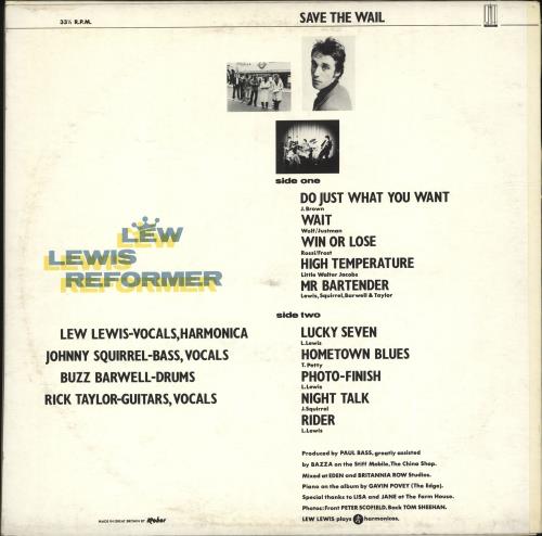 Lew Lewis Save The Wail vinyl LP album (LP record) UK LWZLPSA700146