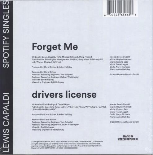 Lewis Capaldi Forget Me: Spotify Singles - Sealed 7" vinyl single (7 inch record / 45) UK ZY407FO811485