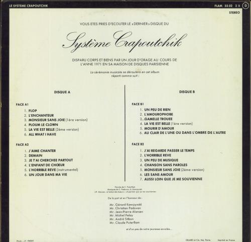 Le Système Crapoutchik Flop French 2-LP vinyl record set (Double