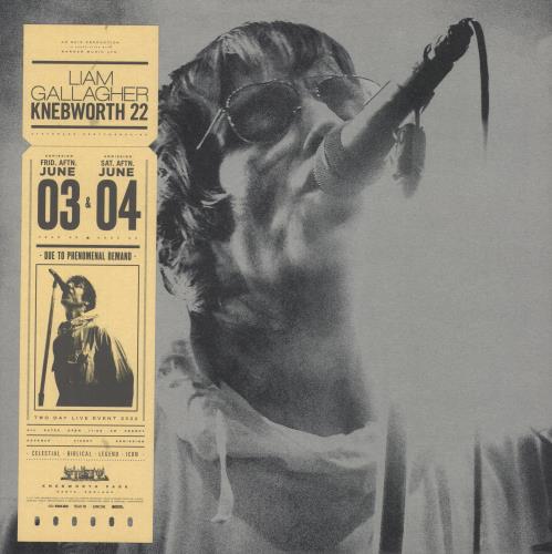 Liam Gallagher Knebworth 22 - Sun Yellow Vinyl + Poster & Replica Ticket 2-LP vinyl record set (Double LP Album) UK LGL2LKN874550