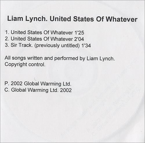 Liam Lynch United States Of Whatever CD-R acetate UK LYHCRUN484835
