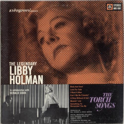 Libby Holman The Legendary Libby Holman vinyl LP album (LP record) US L8ELPTH699616