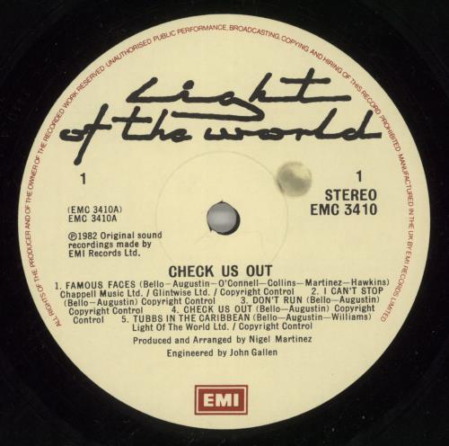 Light Of The World Check Us Out vinyl LP album (LP record) UK LA3LPCH586851