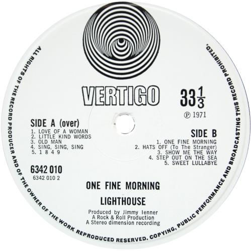Lighthouse One Fine Morning vinyl LP album (LP record) UK LGTLPON211399