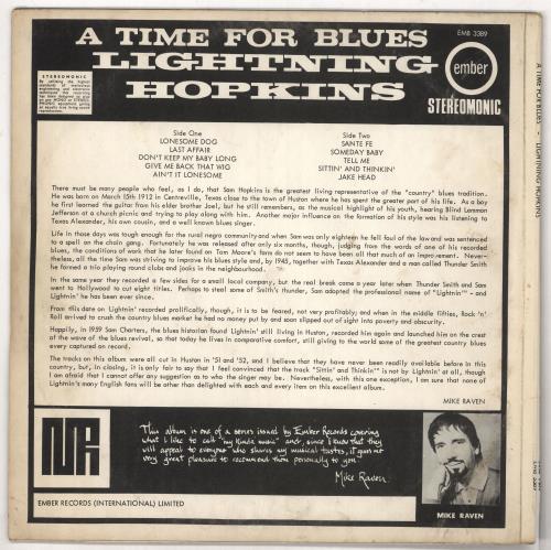 Lightnin' Hopkins A Time For Blues vinyl LP album (LP record) UK LHHLPAT729093