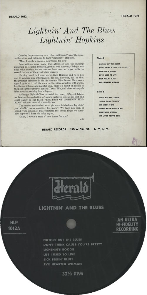 Lightnin' Hopkins Lightnin' And The Blues - 1st vinyl LP album (LP record) US LHHLPLI632339