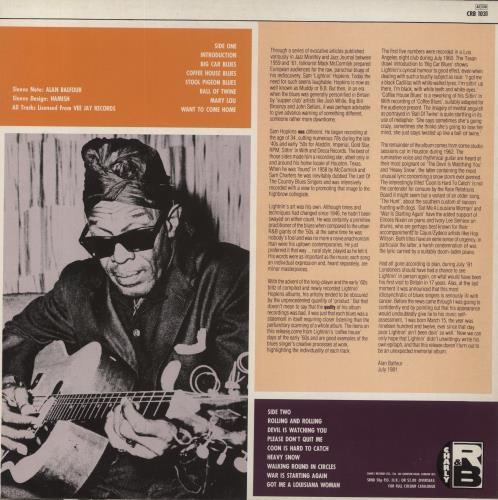 Lightnin' Hopkins Lightnin' Strikes Back vinyl LP album (LP record) UK LHHLPLI685370