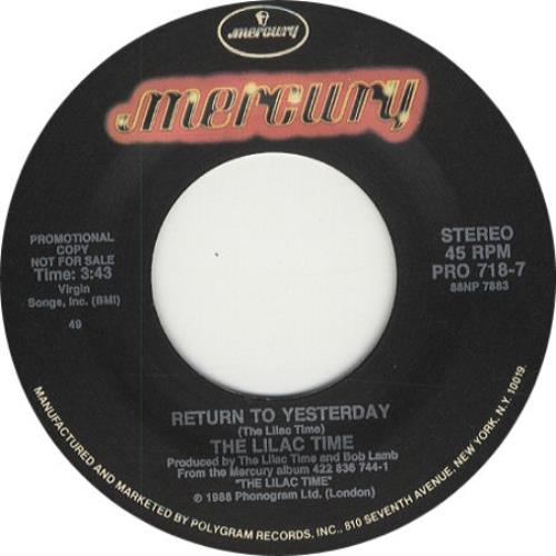 Lilac Time Return To Yesterday 7" vinyl single (7 inch record / 45) US LIL07RE76767