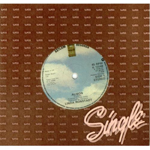 Linda Ronstadt Alison 7" vinyl single (7 inch record / 45) UK LIR07AL415462