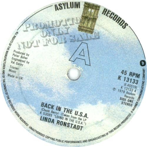 Linda Ronstadt Back In The U.S.A. 7" vinyl single (7 inch record / 45) UK LIR07BA415454