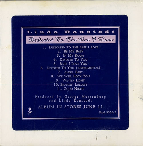 Linda Ronstadt Dedicated To The One I Love CD album (CDLP) US LIRCDDE86850