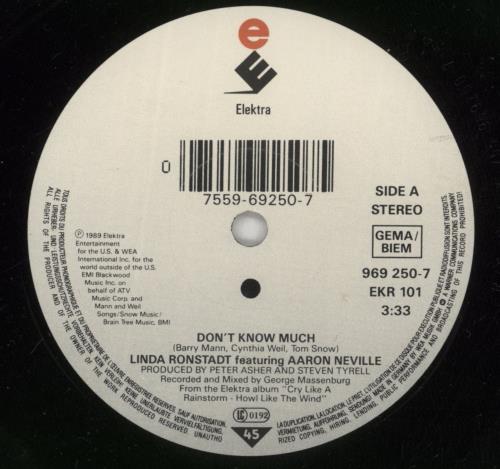 Linda Ronstadt Don't Know Much + Sleeve 7" vinyl single (7 inch record / 45) UK LIR07DO415317