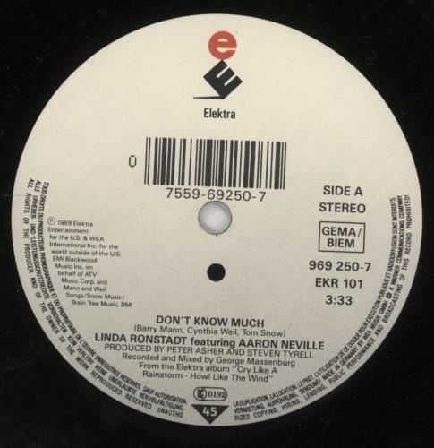 Linda Ronstadt Don't Know Much + Sleeve 7" vinyl single (7 inch record / 45) German LIR07DO415330