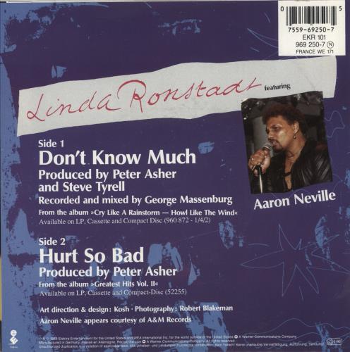 Linda Ronstadt Don't Know Much + Sleeve 7" vinyl single (7 inch record / 45) German LIR07DO415330