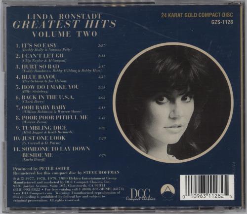 Linda Ronstadt Greatest Hits Volume Two CD album (CDLP) US LIRCDGR815022