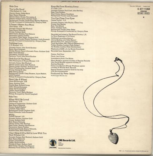 Linda Ronstadt Heart Like A Wheel vinyl LP album (LP record) UK LIRLPHE293649