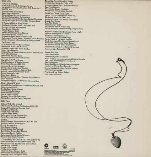 Linda Ronstadt Heart Like A Wheel vinyl LP album (LP record) US LIRLPHE760281