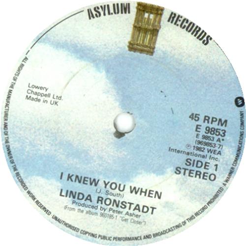 Linda Ronstadt I Knew You When 7" vinyl single (7 inch record / 45) UK LIR07IK415438