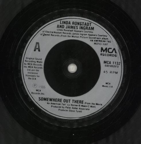 Linda Ronstadt Somewhere Out There 7" vinyl single (7 inch record / 45) UK LIR07SO98288