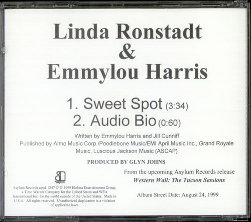 Linda Ronstadt Sweet Spot CD single (CD5 / 5") US LIRC5SW529400