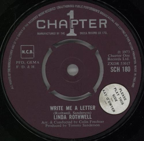 Linda Rothwell Write Me A Letter 7" vinyl single (7 inch record / 45) UK 2J107WR755884