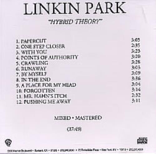 Linkin Park Hybrid Theory CD-R acetate US LKPCRHY263607