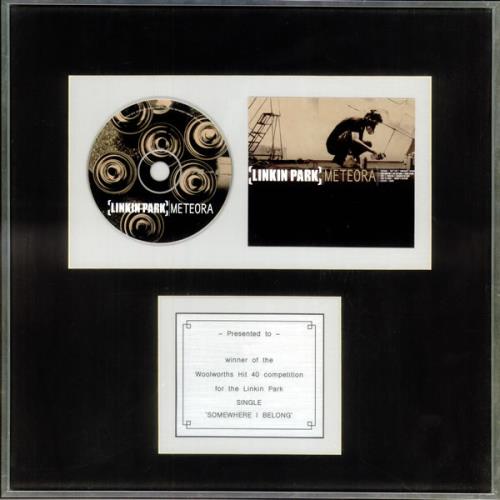 Linkin Park Somewhere I Belong award disc UK LKPAWSO521377